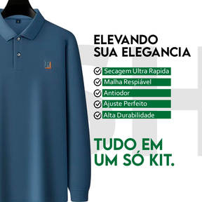 Kit 5 Camisas Polo Manga Longa +BRINDES: Relógio de Luxo e Carteira