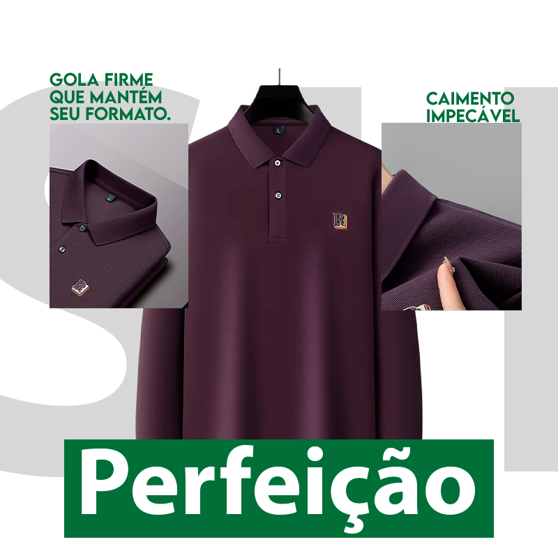 Kit 5 Camisas Polo Manga Longa +BRINDES: Relógio de Luxo e Carteira