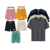 Conjunto de 5 Camisas T-Shirt Anti Odor Lisas + 5 Shorts de Linho